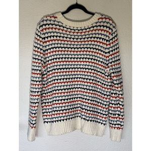 St. John’s Bay Chunky Knit Sweater XL Multicolored Striped Grandpa Style Retro